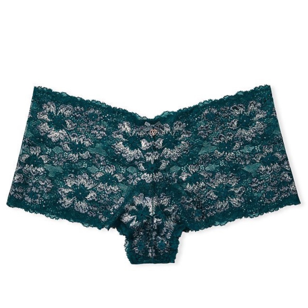 Provocative low rise metallic shortie lace panty